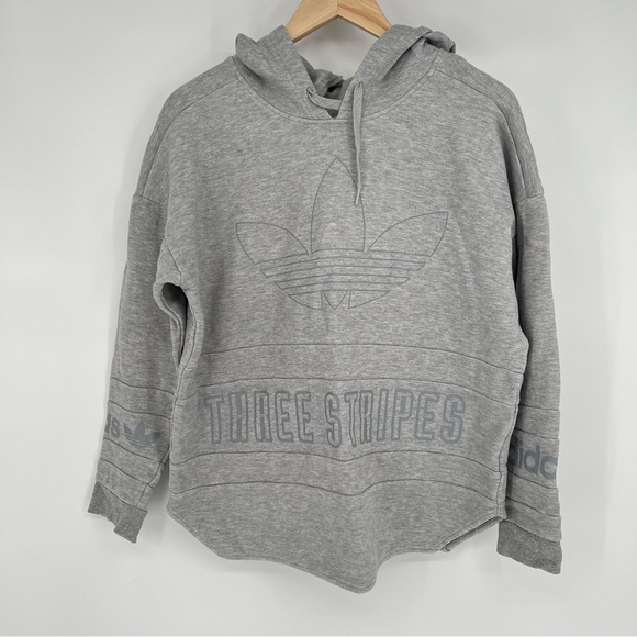 Adidas Three Stripes Gray Hoodie - Picture 2 of 9